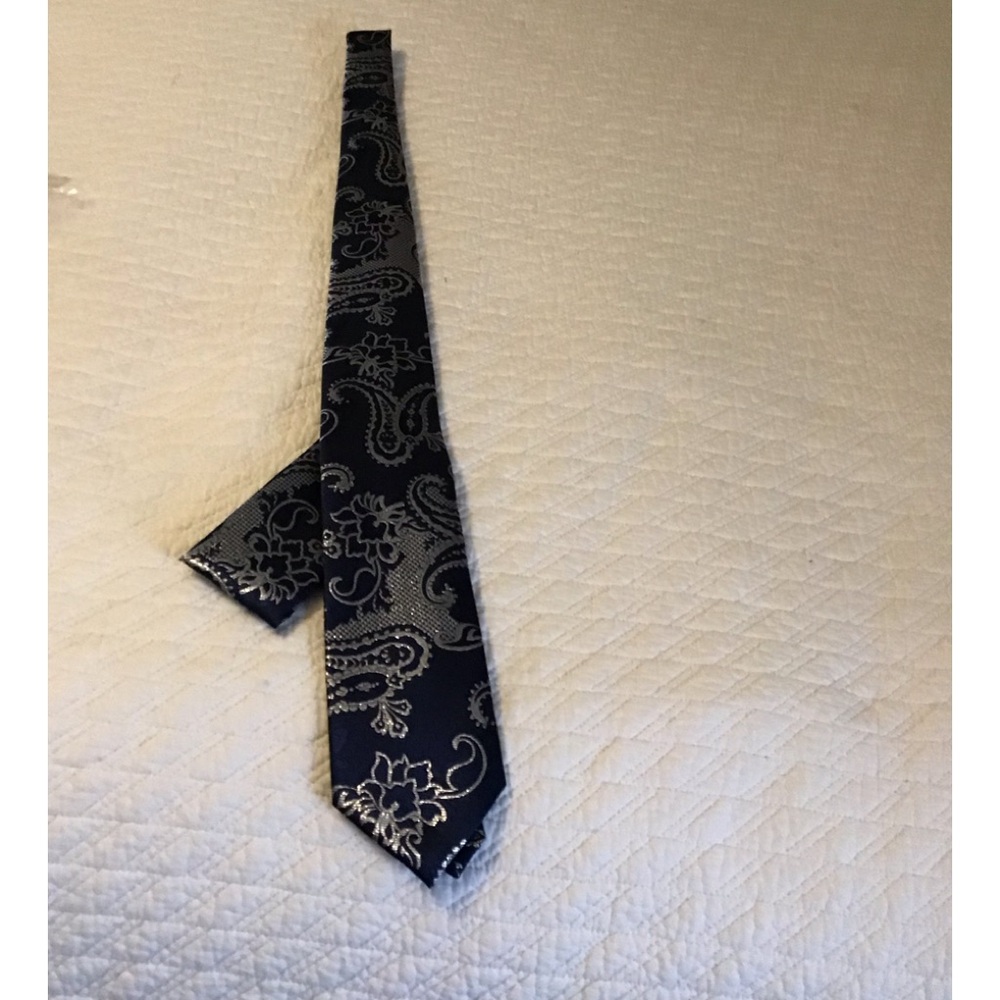 COPY - Alexander Logan Men's Designer Blue & Gray Paisley Tie w/matching hanky